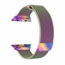 Premium Color Stainless Steel Magnetic Milanese Loop Strap Wristband for Apple Watch Series 9/8/7/6/5/4/3/2/1/SE - 41MM/40MM/38MM (Rainbow)